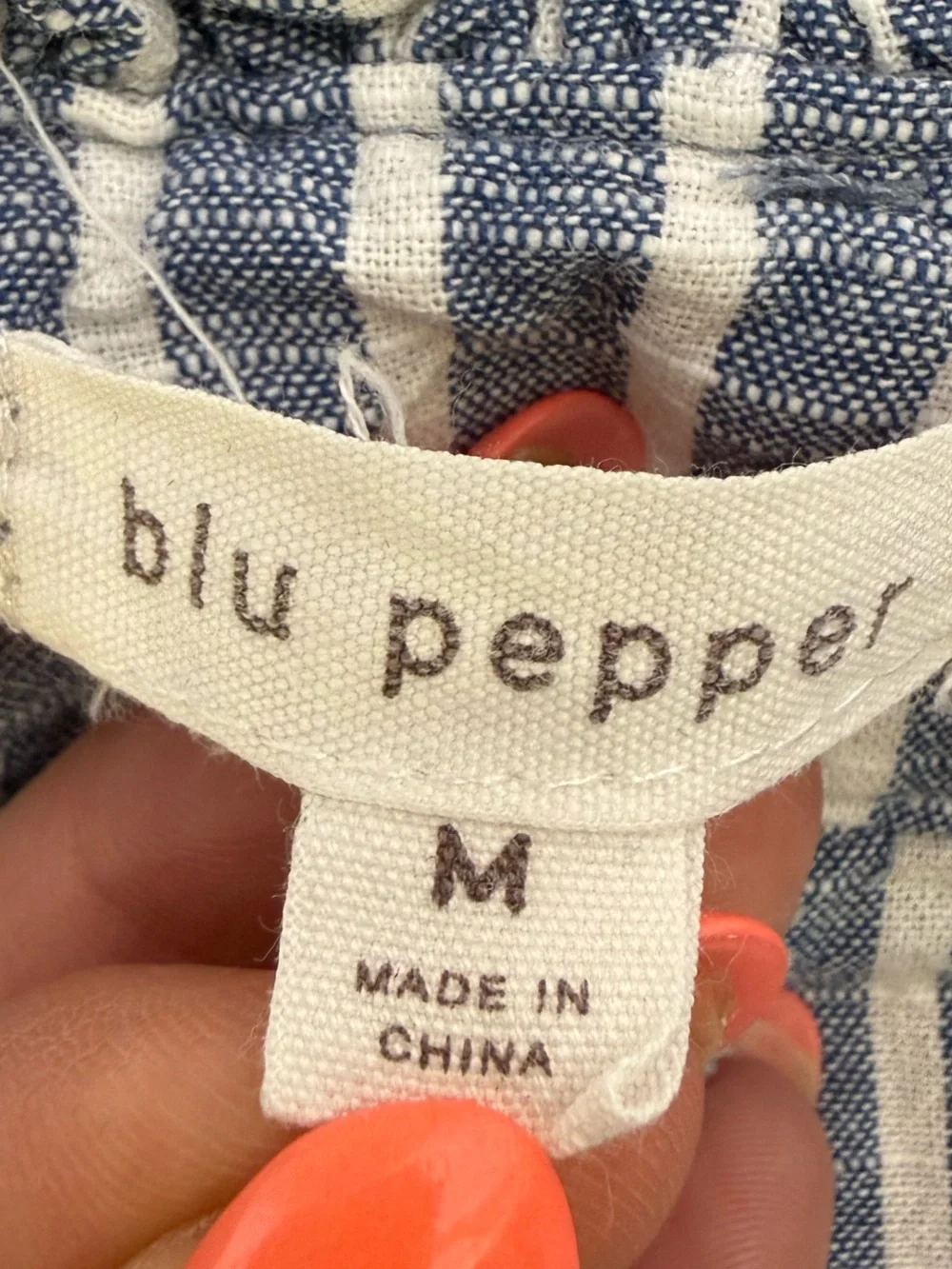 Blu Pepper Blue White Stripe Paperbag Scallop Hem Shorts Medium Cotton - Picture 2 of 11